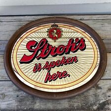 Vintage Stroh's Is Spoken Here Beer Mirror Oval Breweriana Sign picture