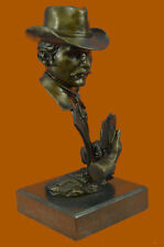 Wild American West Gamblers Saloon Cowboy Bronze Sculpture Marble Figurine Gift picture