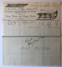 RINGVILLE MA / Worthington, MA 1884 BILLHEAD Hayden & Son Fancy Clipper Sleds picture