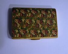 Gorgeous 1950's Ladies Cigarette Case Gilt and Roses Near Mint picture