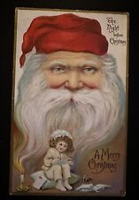Long Beard Santa Claus with Little Girl~Antique ~Christmas Postcard~h959 picture