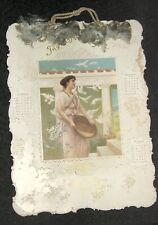 Antique 1901 Victorian Good Girl Art,Die Cut,Hanging 4-Page Calendar,Lace,Fancy picture