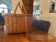 Longaberger 2001 Magazine Basket, With 2 Handles & Protector picture