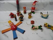 🎄VINTAGE CHRISTMAS WOODEN Miniature Painted ORNAMENTS Asian or German lot 1🎄 picture