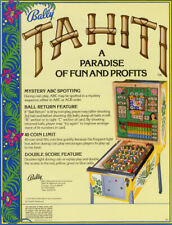 Tahiti Pinball FLYER Original 1979 NOS Bingo Game Artwork Sheet Tropical  picture
