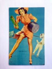 Vintage Pinup Girl Picture Mutoscope by Elvgren Woman Tied Up w/ Dog Leash picture