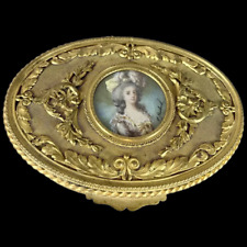 Gilded Elegance: 19th Century French Jewelry Box with Hand-painted Portrait picture
