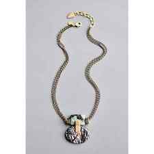 Jasper and Chain Art Deco Necklace with Oxidized Brass - 17