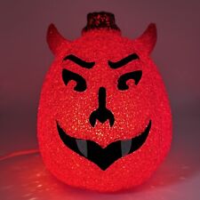 Rare Vtg 8.5” Red Demon Devil Pumpkin Halloween Light Plastic Popcorn Lamp picture