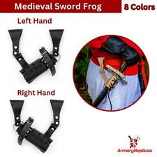 MEDIEVAL SWORD HOLDER ADJUSTABLE FUNCTIONAL GENUINE LEATHER SWORD FROG -8 COLORS picture