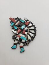 Native American Rare Early Vintage Zuni Sterling Silver Rainbowman Pin Brooch picture