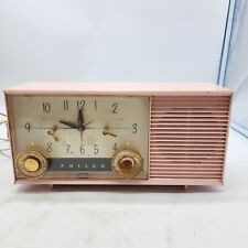 Retro Vintage 1959 Pink Philco Model H762-124 AM Tube Clock Radio Tested Works  picture