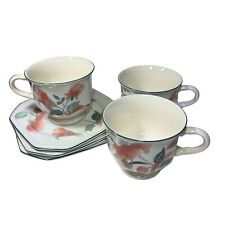 3 Vintage Mikasa Continental F3003 Silk Flowers Tea Cups + 10 Matching Saucers  picture