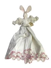 Vintage 17” Bunny Doll Dressed in Vintage Pillowcase with Fringe 25” picture