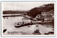 c1930's The Harbour & Waldon Hill Dock Ship Torquay England RPPC Photo Postcard picture