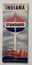 Vintage ca 1950 Standard Oil Gas Indiana Highway Road Map pocket folding color picture