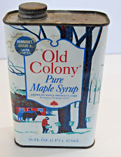 1960S OLD COLONY PURE MAPLE SYRUP 16 OUNCE TIN CAN NEWPORT VERMONT-Empty #GP picture