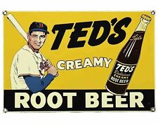 VINTAGE TED'S ROOT BEER PORCELAIN SIGN GAS OIL COCA COLA PEPSI MOUNTAIN DEW MLB picture