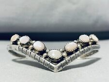 EYE CATCHING VINTAGE NAVAJO MOTHER OF PEARL STERLING SILVER BRACELET picture