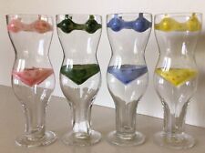 TWO’S COMPANY ~ Set Of Four 12 Oz. Bikini Glasses ~ Hand Painted ~ UNUSED  picture