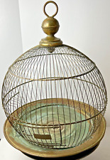 1920's Hendryx Bird Cage Round Tin Wire Brass Patina Swing USA 15
