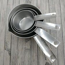 Vintage Foley Stainless Steel Measuring Nesting 4 Cup Set Script Style Cups picture