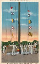 Postcard NY Sampson Naval Training Signal Practice 1944 Linen Vintage PC H3717 picture