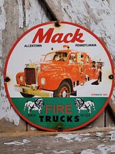 VINTAGE 1959 MACK PORCELAIN SIGN OLD FIRE TRUCK VERIBRITE ALLENTOWN PENNSYLVANIA picture