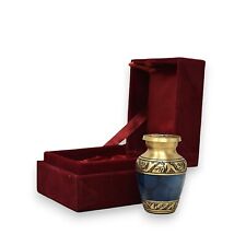 Honor Your Loved One Blue Small Engraved Urn Perfect Collectible With Velvet Box picture