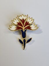 Flower Brooch Pin Signed Coro Red White & Blue Vintage Rare picture
