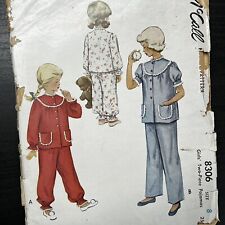 Vintage 1950s McCall 8306 Girls Frilly Two Piece Pajamas Sewing Pattern 8 UNCUT picture
