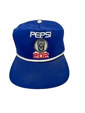 VINTAGE Pepsi 202 Leather Strap Cap Snapback Hat Snap Back Made USA NOS picture