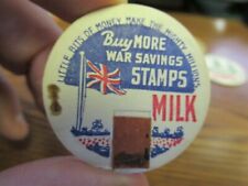 War Slogan Milk Bottle Cap ENGLAND Buy More War Savings Stamps dairy cap picture