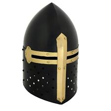 Medieval Armor Helmet Sugarloaf Crusader - Antique Finish, Black, Gift & Décor picture