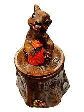 Bear Honey Tree Stump Cookie Jar Vintage California 60s Excellent Used Condition picture