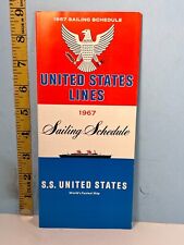 1967 S.S. United States Sailing Schedule New York to Europe Map picture