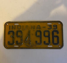 1939 Indiana License Plate - Original Condition 394996 picture