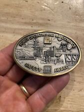 DWP Vintage Belt Buckle Safety 1 Year Award Metal Patina Collector Utility GIFT picture