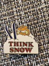 Garfield Think Snow Skiing Hat Label Pin Back Enamel 1