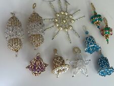 Vintage Hand Beaded Christmas Ornaments Plastic 10 picture