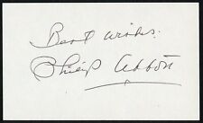 Philip Abbott d1998 signed autograph 3x5 Cut American Character Actor in F.B.I. picture