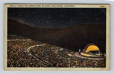Hollywood CA-California, Famous Hollywood Bowl By Night, Vintage c1944 Postcard picture