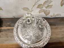 Silver Pooja Thaali Set Heavy And Full Ghungru Layer Hand Engraved Hindu Pooja  picture