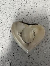 VINTAGE  MOTHER OF PEARL PUFFED HEART PILL BOX 3” picture