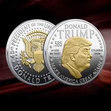 100Pcs Bicolor 45Th President Donald Trump Plated Commemorative Coins MAGA King picture