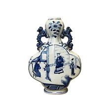 Chinese Blue White Porcelain People Theme Flower Shape Vase ws2863 picture