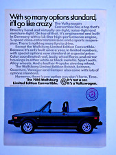 1984 Volkswagen Wolfsburg Convertible Original Magazine Print Ad 8 x 11