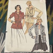 Vintage 1970s Vogue 8622 Partially Lined Shirt Jacket Sewing Pattern 12 UNCUT picture