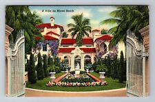 Miami Beach FL-Florida, A Villa, Antique, Vintage Postcard picture