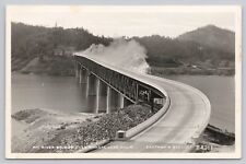 Shasta Lake California, Pit River Bridge Train, Vintage RPPC Real Photo Postcard picture